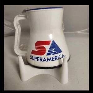 Vintage SuperAmerica Mug With Stand Or Holder Wide Base Sealed Cup